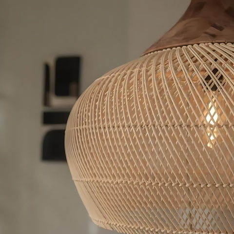 olaro Rattan Ceiling Lamp – Handwoven Boho Pendant for Natural Interiors