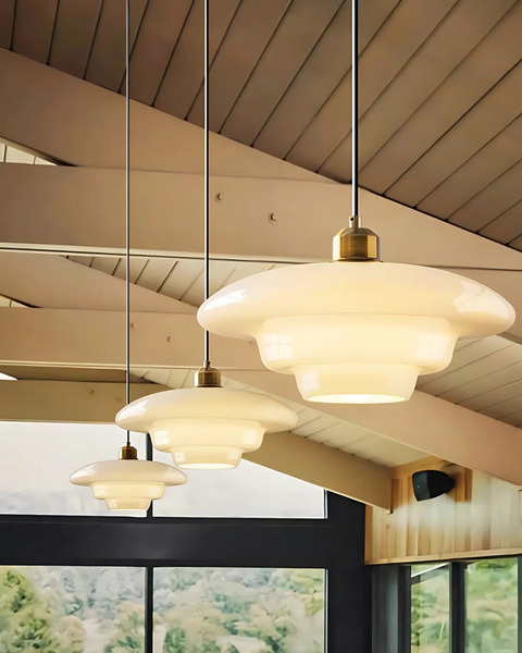 Nuvora Pendant Light – Soft Cloud Shape in Retro Opal Glass