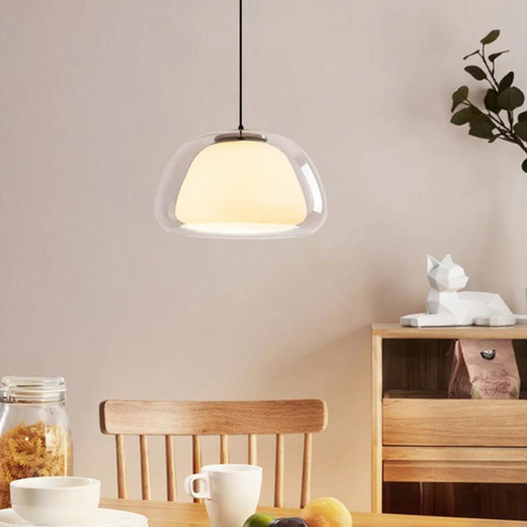 Pendant Light – Double Glass Dome with Soft Glow