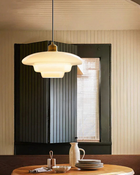 Nuvora Pendant Light – Soft Cloud Shape in Retro Opal Glass