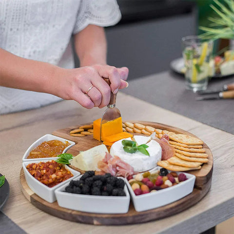 Elegant Bamboo Wood Cheese Board Set