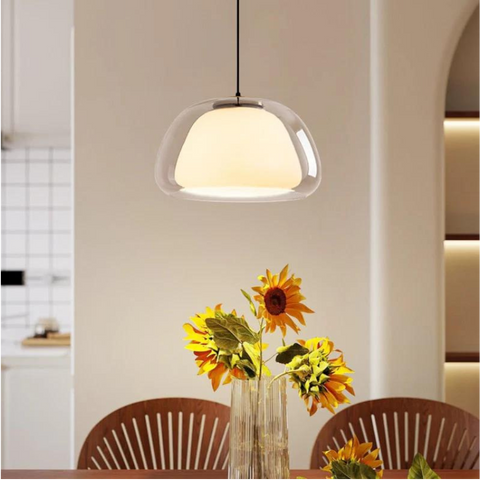 Pendant Light – Double Glass Dome with Soft Glow