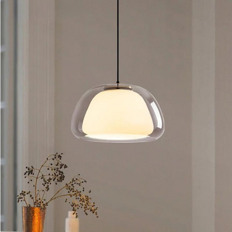 Pendant Light – Double Glass Dome with Soft Glow