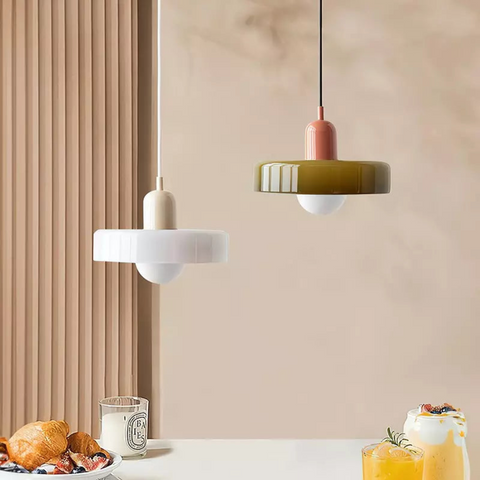 Pendant Ceiling Light - Haloria - Opal Halo Shade - Minimal Modern Design