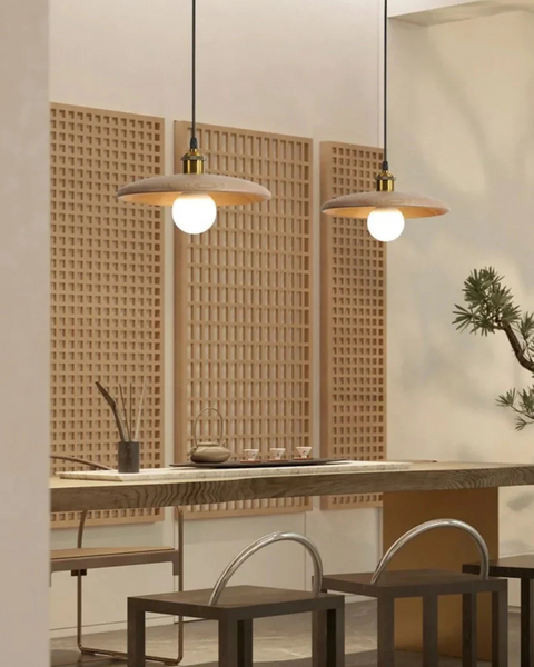 Halvora Pendant Light – Slim Wooden Shade in Japandi Zen Style