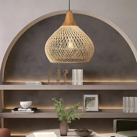 olaro Rattan Ceiling Lamp – Handwoven Boho Pendant for Natural Interiors