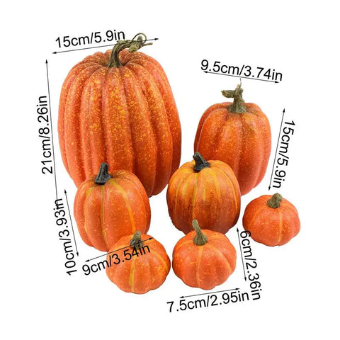 Artificial Pumpkin Set – 7 Pc Realistic Autumn Décor
