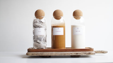 Tea, Coffee & Sugar Jars – Glass Canisters with Cork Lids
