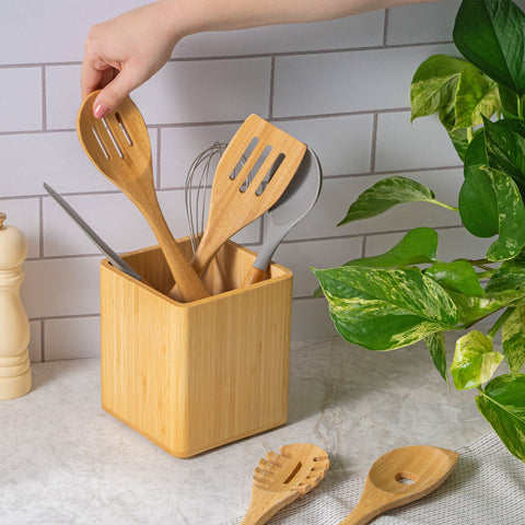 Premium Bamboo Utensil Holder.