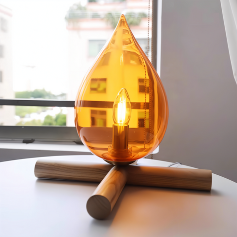 FireFlare Table Lamp – LED Campfire Flame Light with Wooden Base