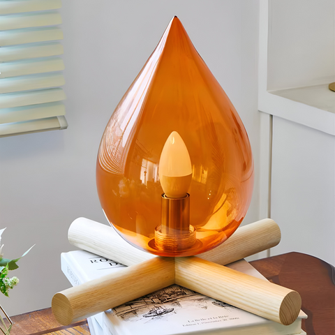 FireFlare Table Lamp – LED Campfire Flame Light with Wooden Base