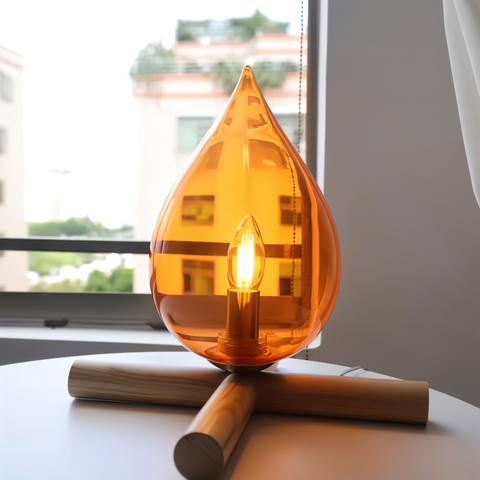 FireFlare Table Lamp – LED Campfire Flame Light with Wooden Base