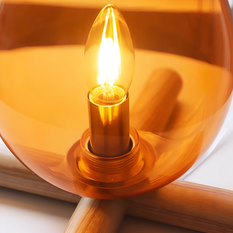 FireFlare Table Lamp – LED Campfire Flame Light with Wooden Base