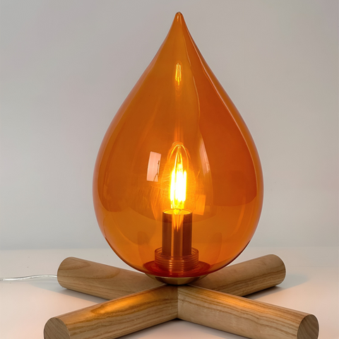 FireFlare Table Lamp – LED Campfire Flame Light with Wooden Base