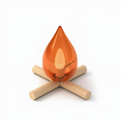 FireFlare Table Lamp – LED Campfire Flame Light with Wooden Base