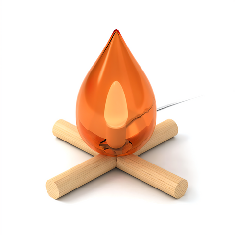 FireFlare Table Lamp – LED Campfire Flame Light with Wooden Base