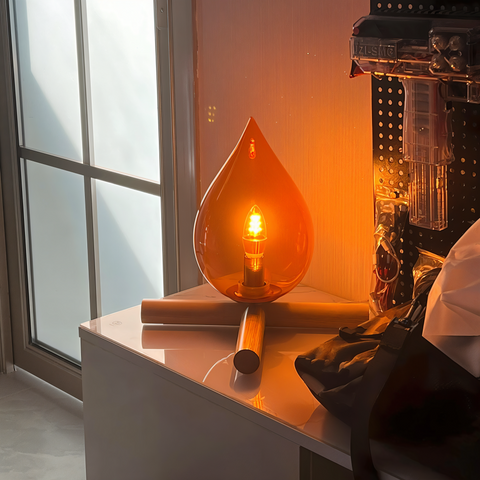 FireFlare Table Lamp – LED Campfire Flame Light with Wooden Base