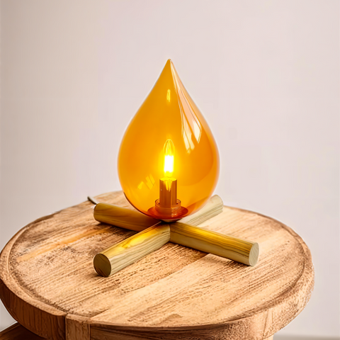 FireFlare Table Lamp – LED Campfire Flame Light with Wooden Base