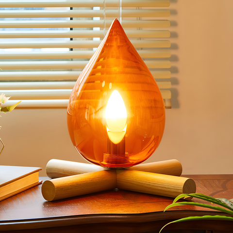 FireFlare Table Lamp – LED Campfire Flame Light with Wooden Base