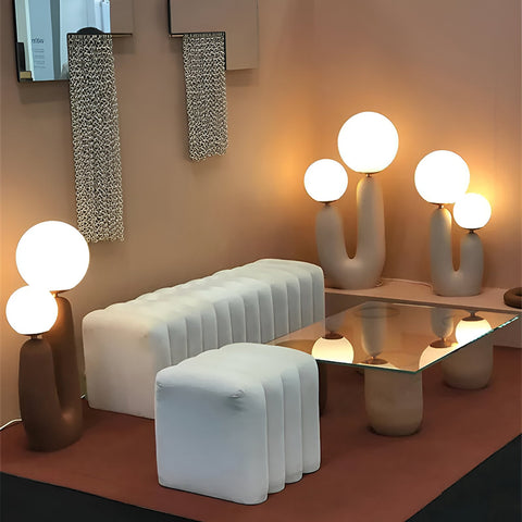 Harz U Table Lamp – Nordic Dual Glass Globe Design with Creative Cactus Shape