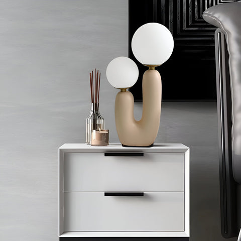 Harz U Table Lamp – Nordic Dual Glass Globe Design with Creative Cactus Shape