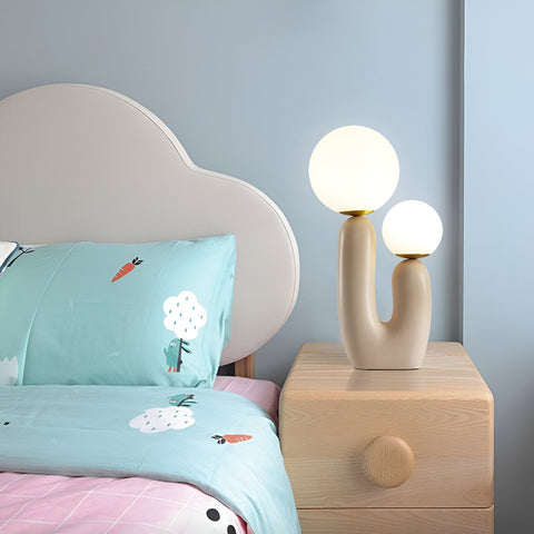 Harz U Table Lamp – Nordic Dual Glass Globe Design with Creative Cactus Shape