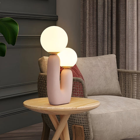 Harz U Table Lamp – Nordic Dual Glass Globe Design with Creative Cactus Shape
