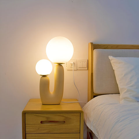 Harz U Table Lamp – Nordic Dual Glass Globe Design with Creative Cactus Shape
