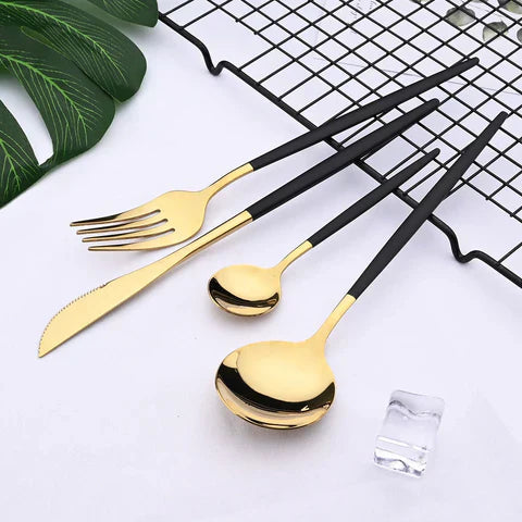 VédaTable 24-Piece Dinner Set – Modern Stainless Steel Elegance