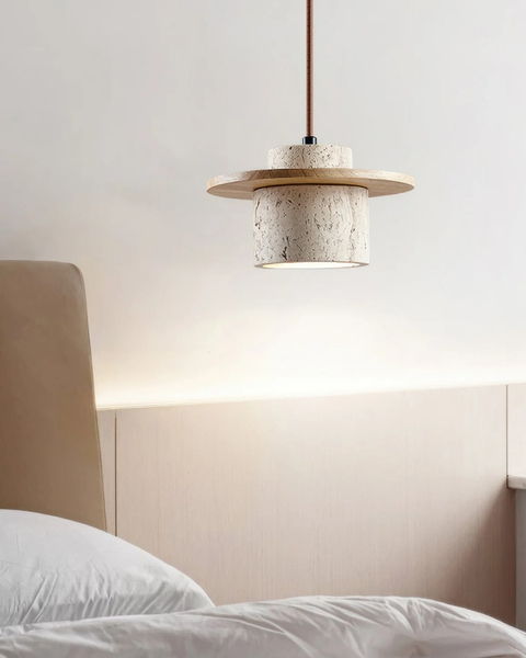 Atlaro Pendant – Rustic Glow with Travertine Stone Elegance