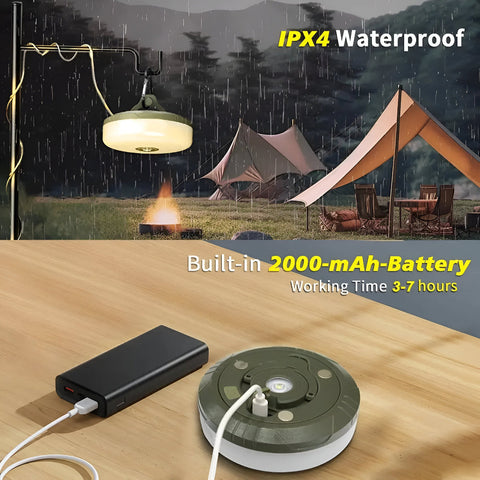 4-in-1 Multifunctional Camping Lantern – LED Light, RGB String Lights & Power Bank