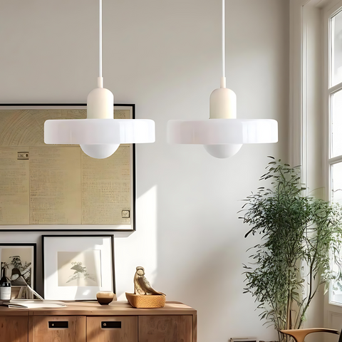 Pendant Ceiling Light - Haloria - Opal Halo Shade - Minimal Modern Design