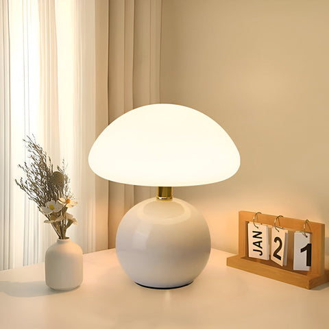 Elegant Bauhaus Inspired Mushroom LED Table Lamp – 3-Color Adjustable Mood Light for Modern Interiors