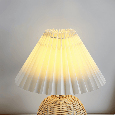 Brolly Pleated Table Lamp – Retro Rattan Cone Design