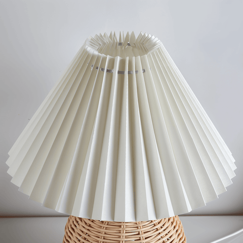 Brolly Pleated Table Lamp – Retro Rattan Cone Design
