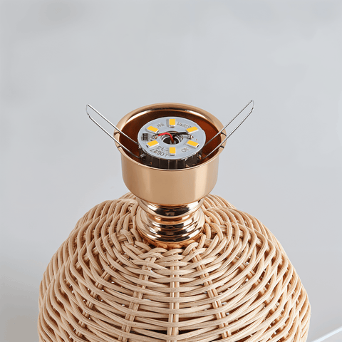 Brolly Pleated Table Lamp – Retro Rattan Cone Design