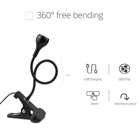 ClipNGlow Desk Lamp – 360° Rotatable, USB-Powered, Flexible Reading & Study Light