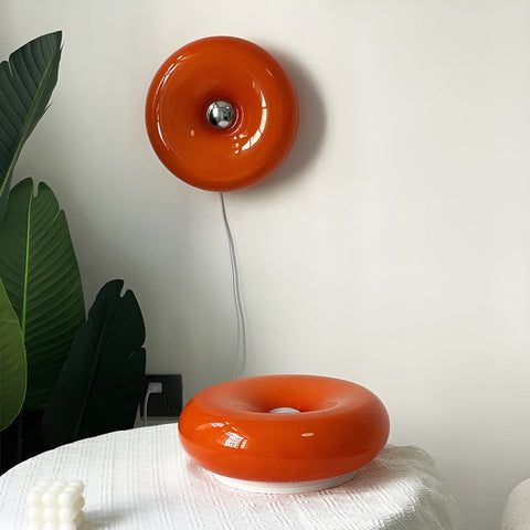 Orange Donut Lamp – Nordic Glass Lamp for Wall & Table, Adjustable Mood Lighting