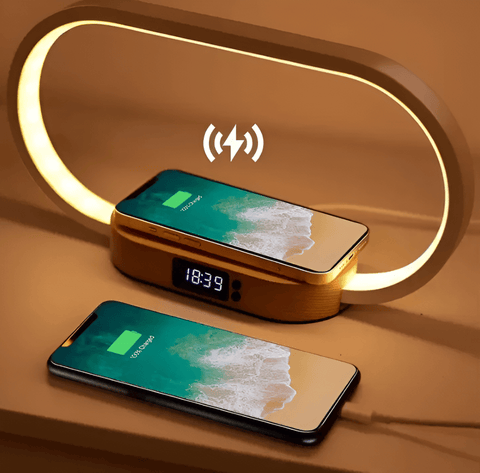 SmartiOne LED Night Lamp – Multifunctional Bedside Lamp with Wireless Charger & Digital Clock