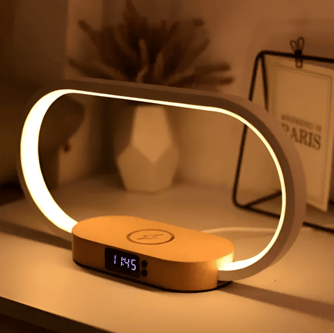 SmartiOne LED Night Lamp – Multifunctional Bedside Lamp with Wireless Charger & Digital Clock