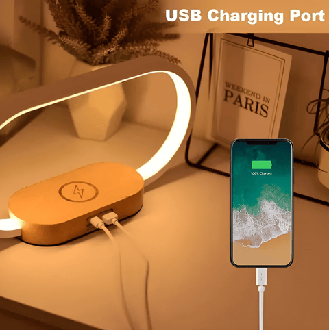 SmartiOne LED Night Lamp – Multifunctional Bedside Lamp with Wireless Charger & Digital Clock