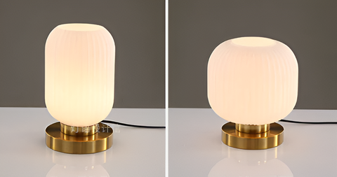 SoftiBeam Table Lamp – Nordic Ribbed Glass LED Lamp for Cozy & Elegant Interiors