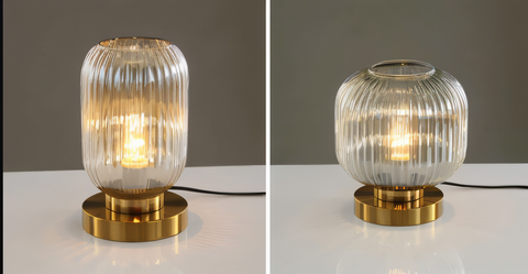 SoftiBeam Table Lamp – Nordic Ribbed Glass LED Lamp for Cozy & Elegant Interiors