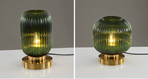 SoftiBeam Table Lamp – Nordic Ribbed Glass LED Lamp for Cozy & Elegant Interiors