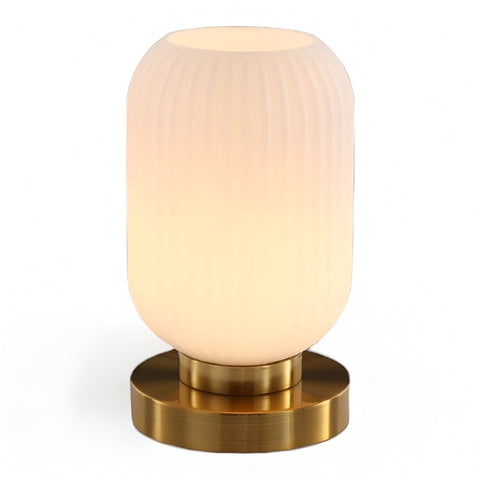 SoftiBeam Table Lamp – Nordic Ribbed Glass LED Lamp for Cozy & Elegant Interiors