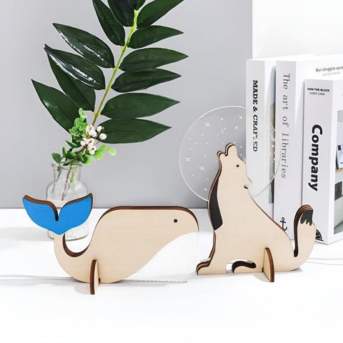 Wildlife Lamp – Wooden Acrylic LED Night Light with Animal Design