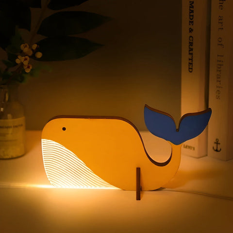 Wildlife Lamp – Wooden Acrylic LED Night Light with Animal Design
