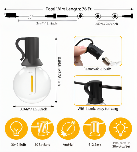 LED Outdoor String Lights – Waterproof Globe Patio Lighting