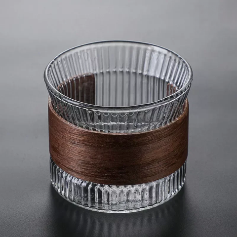 Handcrafted Tumbler Glass with Wooden Accent for Refined Enjoyment