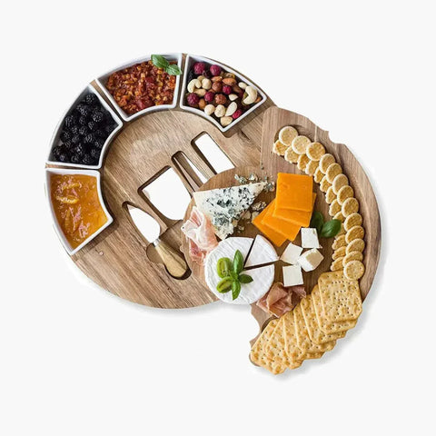 Elegant Bamboo Wood Cheese Board Set